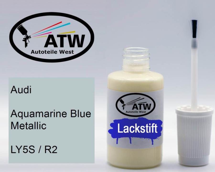 Audi, Aquamarine Blue Metallic, LY5S / R2: 20ml Lackstift, von ATW Autoteile West.